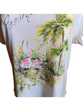 White Stag Womens T-shirt 12/14 Large Flamingo Cotton Polyester Short Sleeve